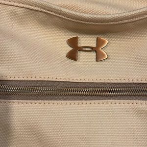 Under Armour tote / gym bag ivory and coral. Matching laundry bag.